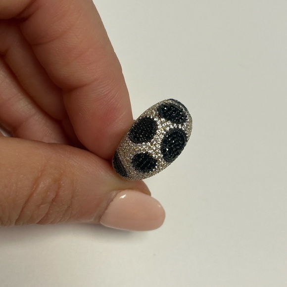 Suzy Levian Yellow Sterling Silver White Black CZ Ring NWT - Picture 3 of 6